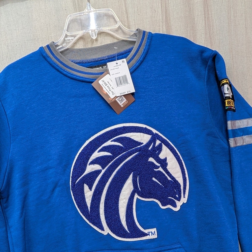 Tones of Melanin HBCU Royal Blue Chenille Horse Sweatshirt Mens Medium NEW